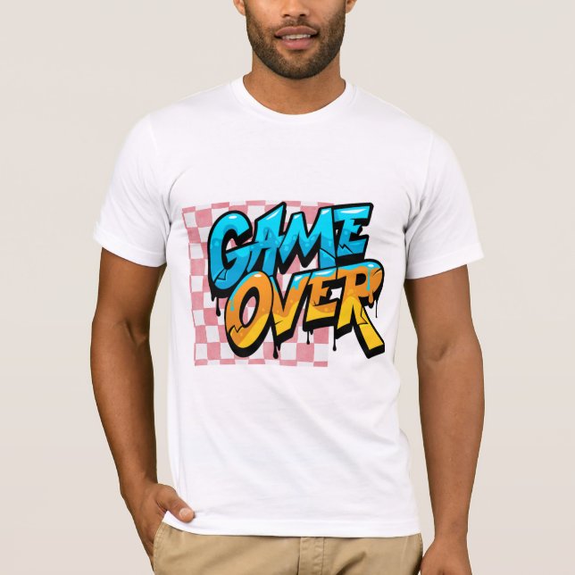 Camiseta masculina de água-forte azul abstrata (Frente)