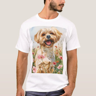 Camiseta masculina de aquarela maltesa
