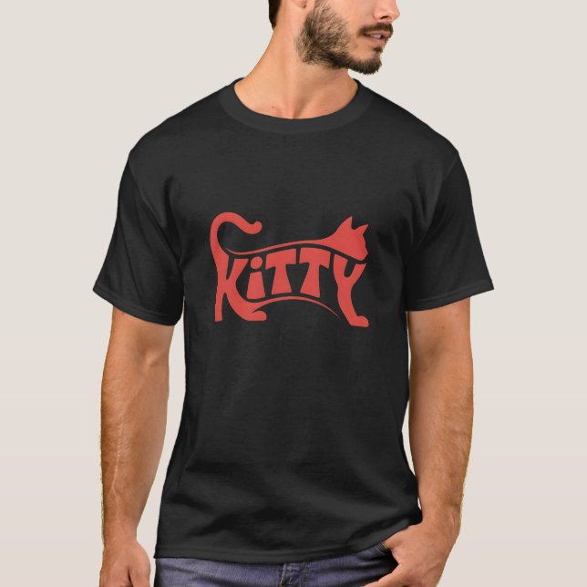 Camiseta masculina de arte com palavras Kitty Cat (Frente)