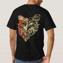 Camiseta masculina de arte do leão de meia face
