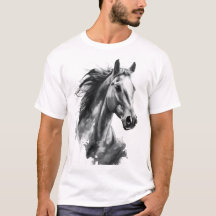 Camiseta Masculina de Arte em Aquarela de Cavalo M