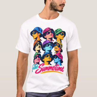 Camiseta Masculina de Arte Pop Colorida de Verão