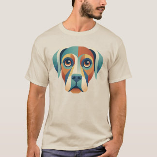 Camiseta Masculina de Cachorro Geométrico Colorido