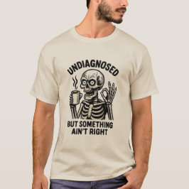 camiseta masculina de esqueleto engraçado com cita