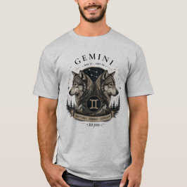 Camiseta masculina de Gêmeos Lobo Zodíaco