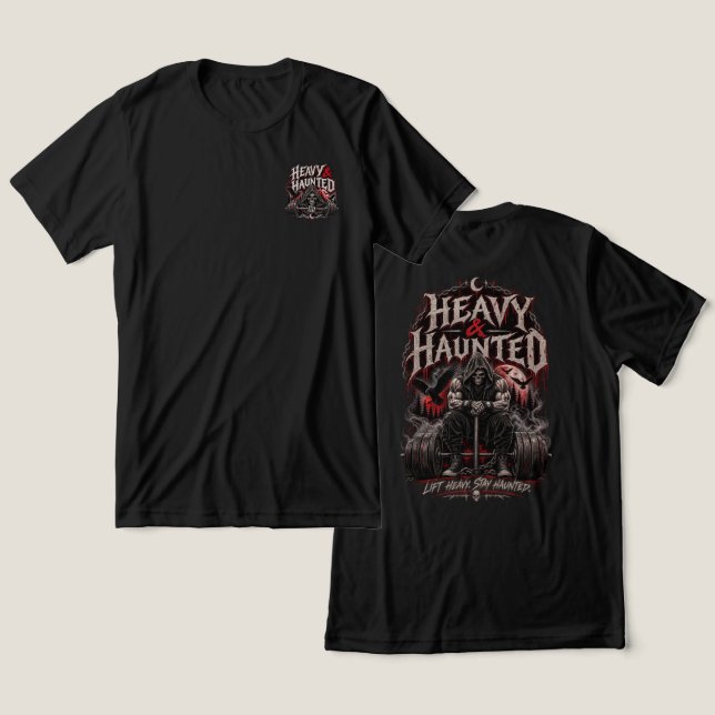 Camiseta Masculina de Ginásio com Caveira Gótica P (Design Frente e Verso)