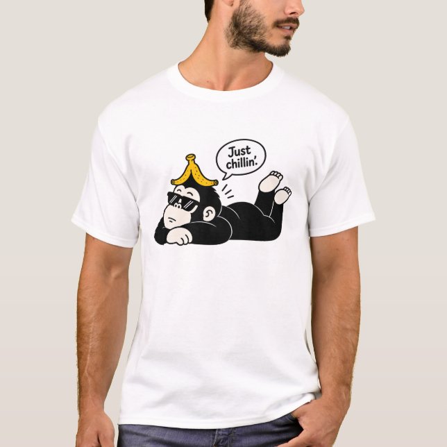 Camiseta masculina de gorila relaxado engraçada -  (Frente)