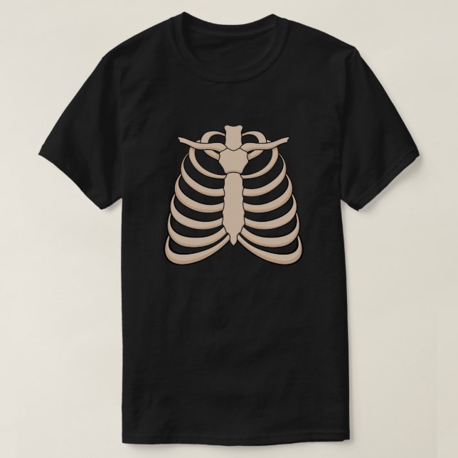 Camiseta masculina de Halloween com caixa torácica (Frente do Design)