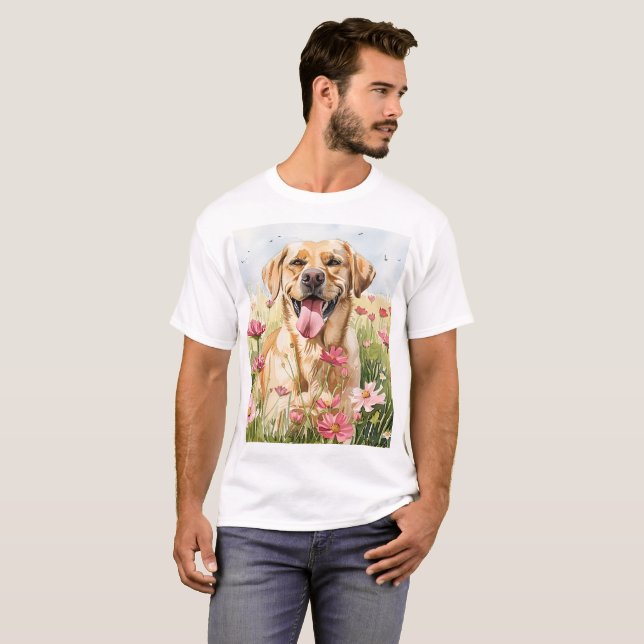 Camiseta Masculina de Labrador Retriever em Aquare (Frente Completa)