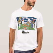 Camiseta masculina de lobisomens comendo pizza