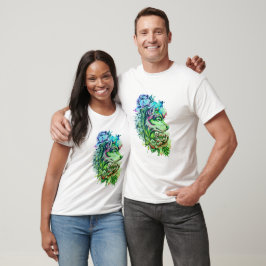 camiseta masculina de lobo colorido