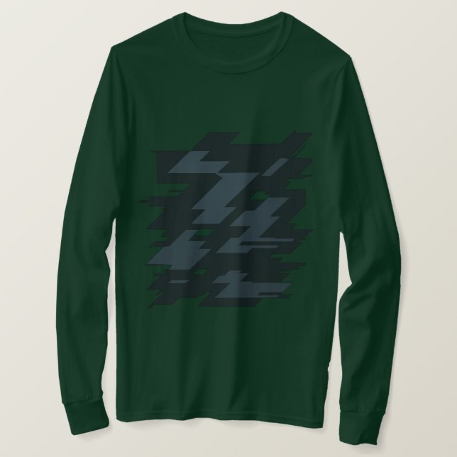 Camiseta Masculina de Manga Longa Glitch Art (Frente do Design)
