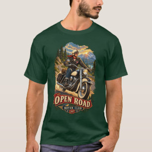 Camiseta masculina de motocicleta vintage do Open