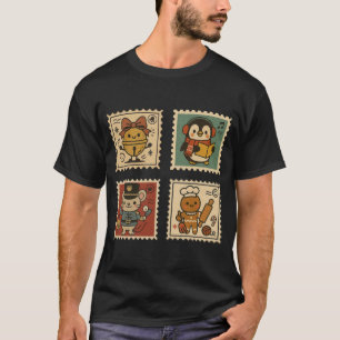 Camiseta masculina de Natal retrô fofo com colagem