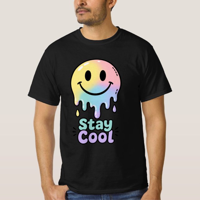 Camiseta Masculina de Rosto Sorridente Derretido – (Frente)
