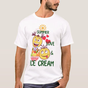 Camiseta masculina de verão, amor e sorvete - Sol