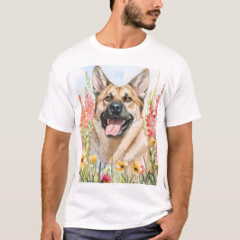 Camiseta Masculina de Watercolor do Norwegian Elkh