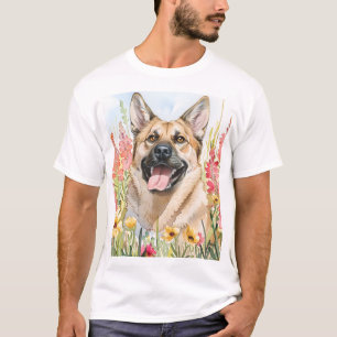 Camiseta Masculina de Watercolor do Norwegian Elkh