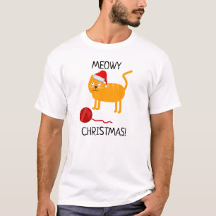 Camiseta masculina divertida de Natal de gato lara