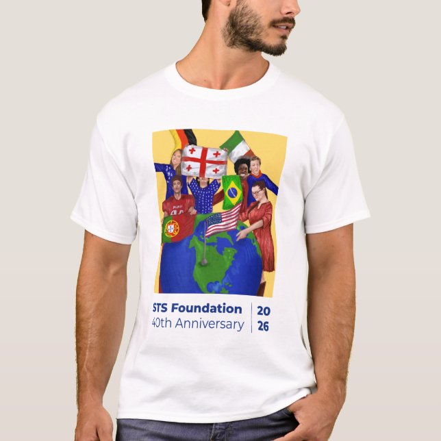 Camiseta masculina do 40º aniversário da STS Found (Frente)