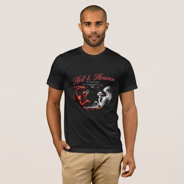 Camiseta Masculina Dualidade do Inferno & do Céu - (Frente Completa)
