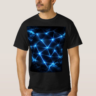 Camiseta Masculina Electric Neon Grid   Futurista