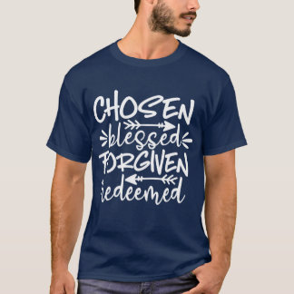 Camiseta masculina escolhida, abençoada, perdoada