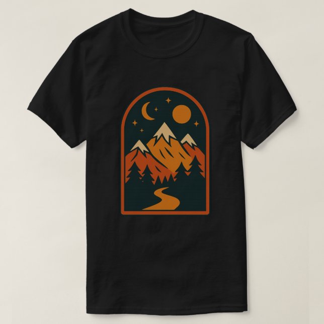 Camiseta Masculina Escura Paisagem Celestial (Frente do Design)