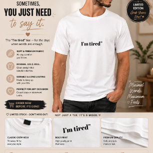 Camiseta Masculina Estou Cansado   Camiseta Gráfic