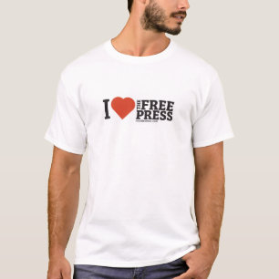 Camiseta masculina Eu amo a imprensa livre