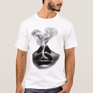 Camiseta masculina gráfica de rosto de fumaça abst