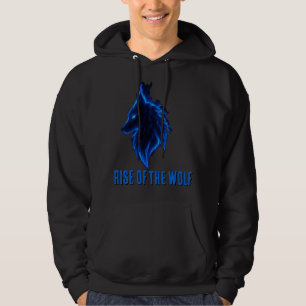 Camiseta Masculina Gráfica do Lobo Flamejante Azul