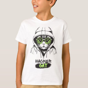Camiseta Masculina Hacker Cat Cyberpunk Tech Kitty
