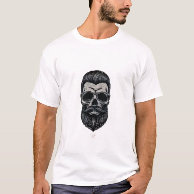 Camiseta masculina impressa com caveira gráfica e  (Frente)