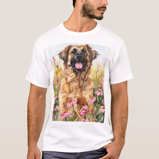 Camiseta masculina Leonberger Watercolor (Frente)