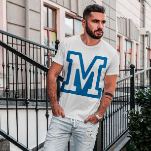 Camiseta Masculina Letra M Azul