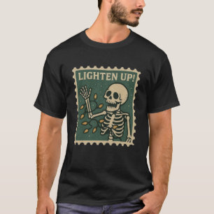 Camiseta Masculina Luzes de Natal Esqueleto Alegre