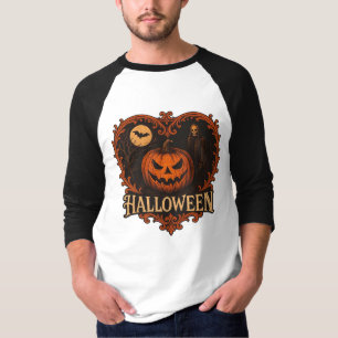 Camiseta Masculina Manga 3/4 Raglan Spooky Hallowe