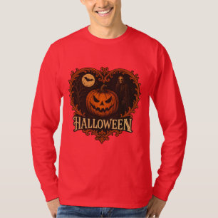 Camiseta Masculina Manga Longa Básica de Halloween