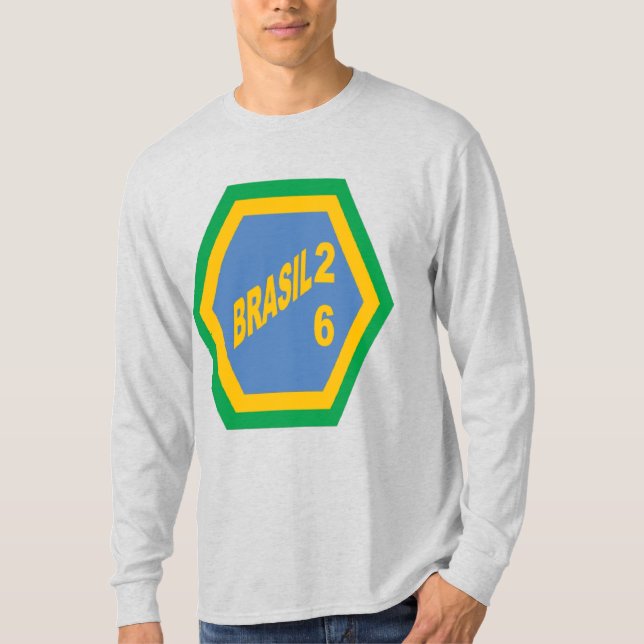 Camiseta Masculina Manga Longa cinza BRASIL 26 (Frente)