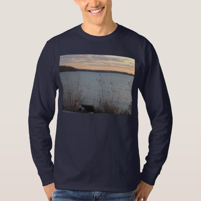Camiseta Masculina Manga Longa Lake Shore Sunset (Frente)