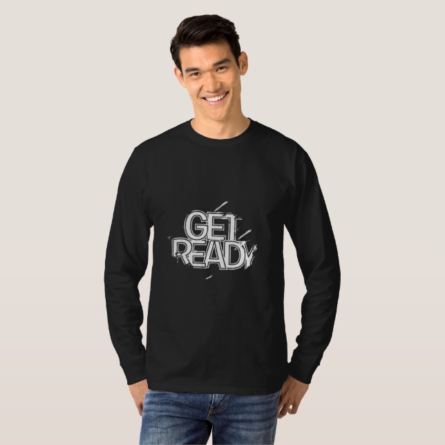 Camiseta Masculina Manga Longa Tipografia Branca e (Frente Completa)