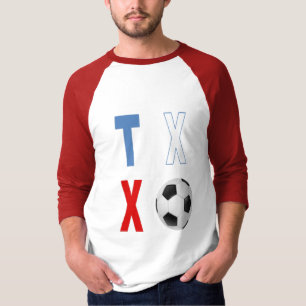Camiseta masculina manga raglã branca vermelha TEX
