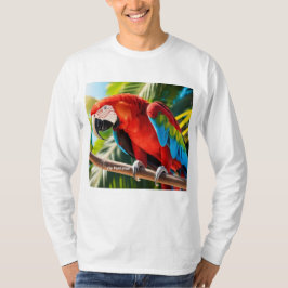 Camiseta Masculina Mangas Longas Arara Vermelha