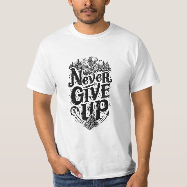 Camiseta masculina Never Give Up Mountain Eagle Mo (Frente)