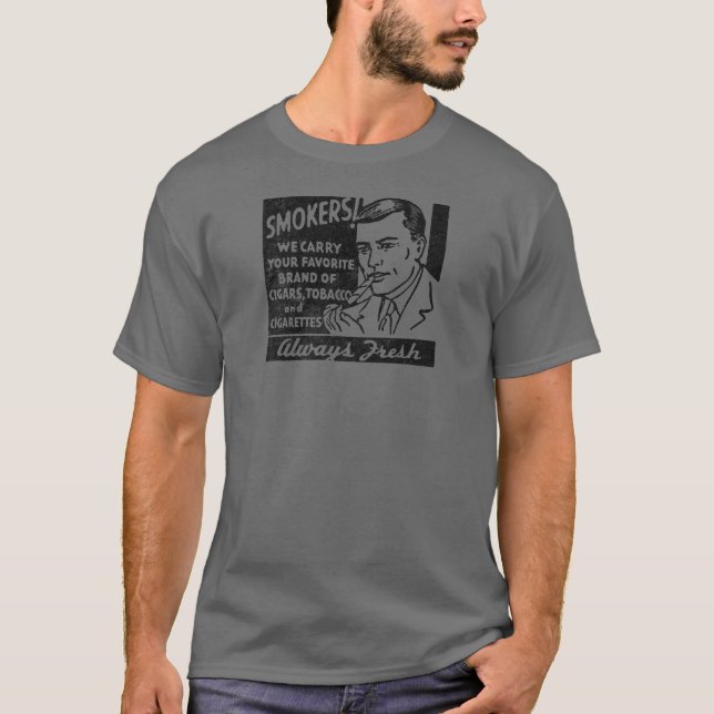 Camiseta masculina para fumantes retrô (Frente)