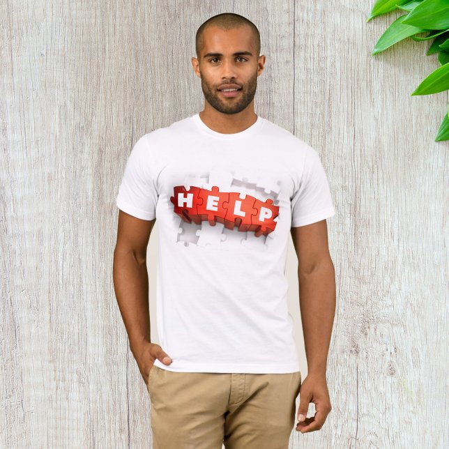 Camiseta Masculina Peças de Puzzle de Ajuda (Criador carregado)