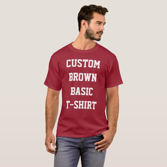 Camiseta masculina personalizada BÁSICA MARROM (Frente Completa)