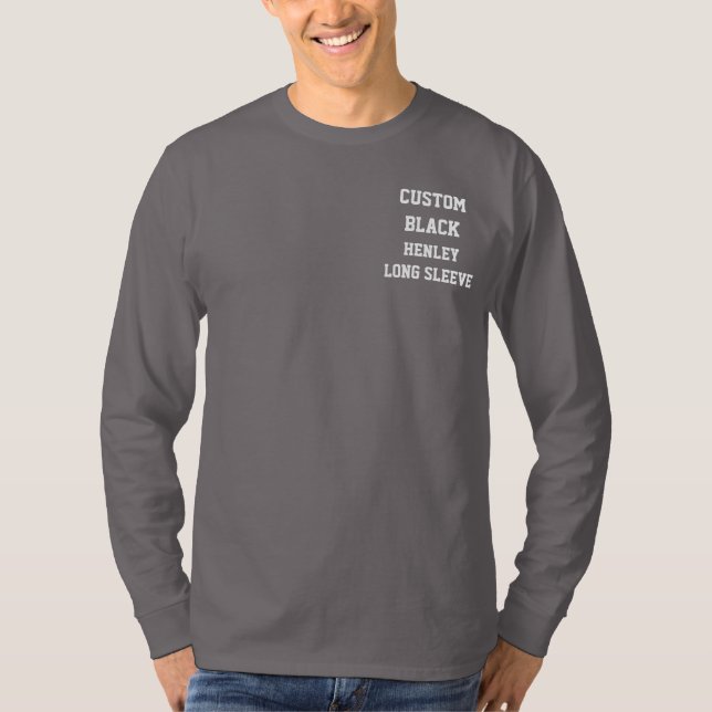 Camiseta masculina personalizada DARK GREY HENLEY  (Frente)