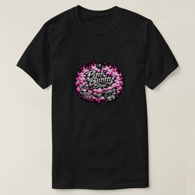 Camiseta masculina Pink Bunny Mafia (ruas) (Frente do Design)